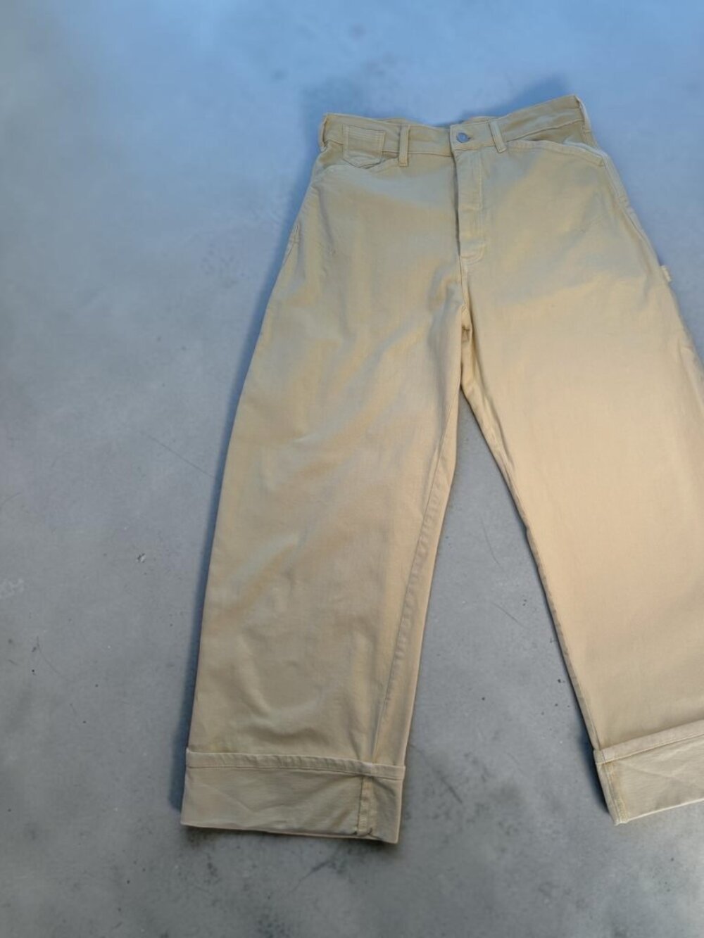 Pilcro Anthropologie Butter Yellow Carpenter Pants 28T Wide Leg Cropped Utility - Picture 2 of 11